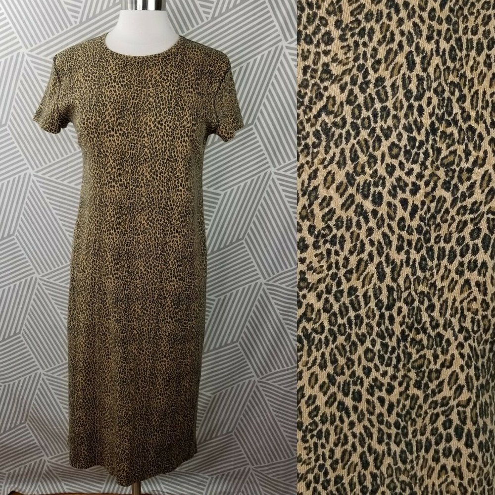 Jones NY Leopard Dress Size Large Petite stretch - Picture 1 of 5